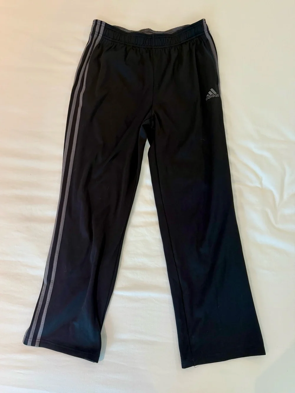 adidas Black Joggers with Gray‎ Side Stripes - Kids